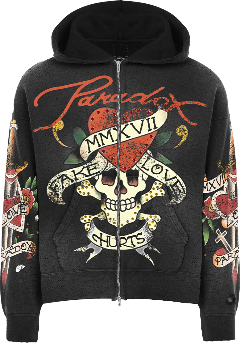 FAKE LOVE HURTS” Zip-Up Hoodie – Paradox Lab