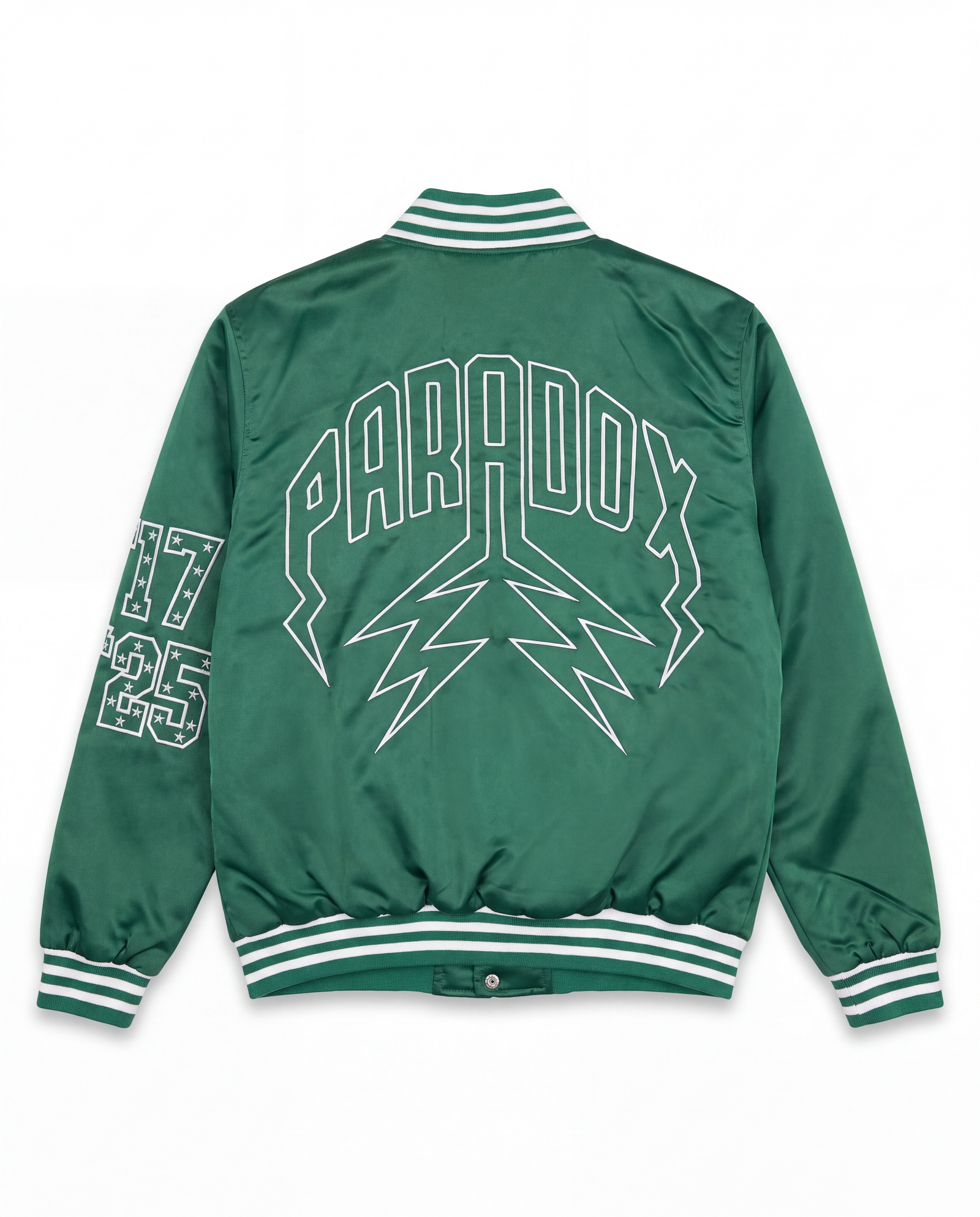 “Eagles” Satin Varsity Bomber Jacket (KELLY GREEN)