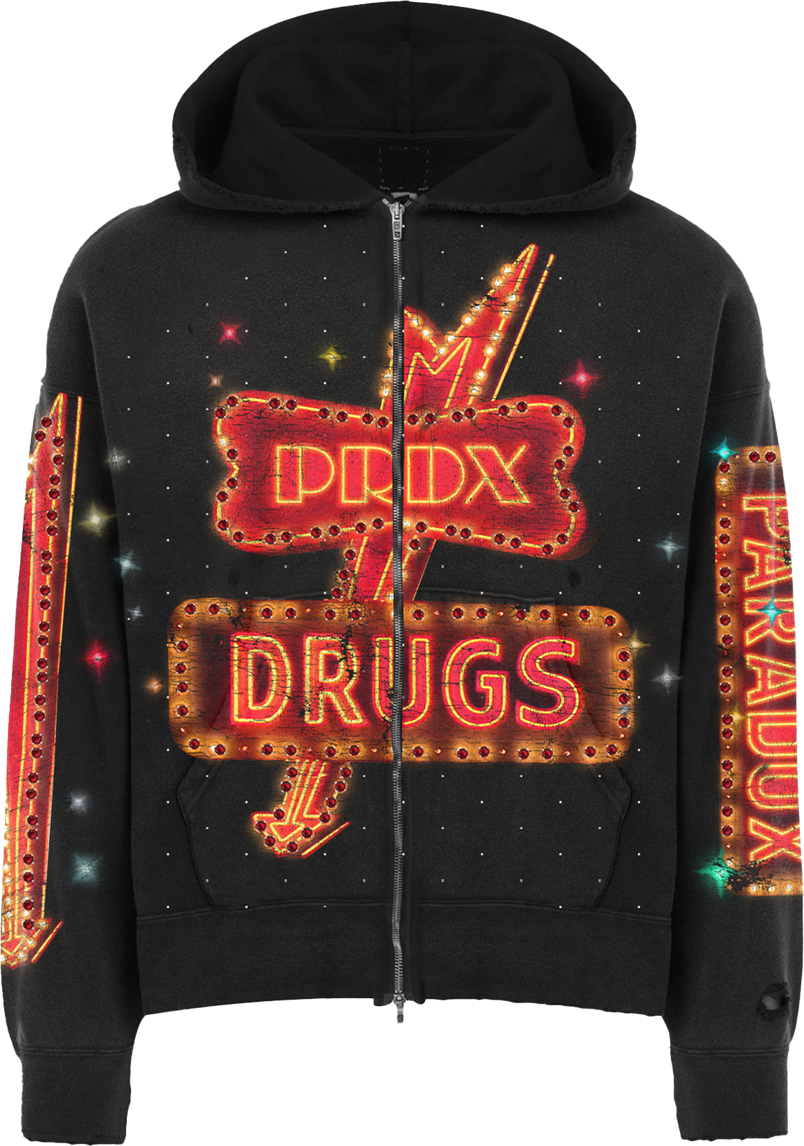 "PRDX DRUGS" - ZIP UP HOODIE (BLK/RED)
