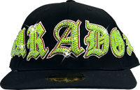 OLD VARSITY RHINESTONE FITTED HAT (BLACK/GREEN)