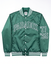 “Eagles” Satin Varsity Bomber Jacket (KELLY GREEN)
