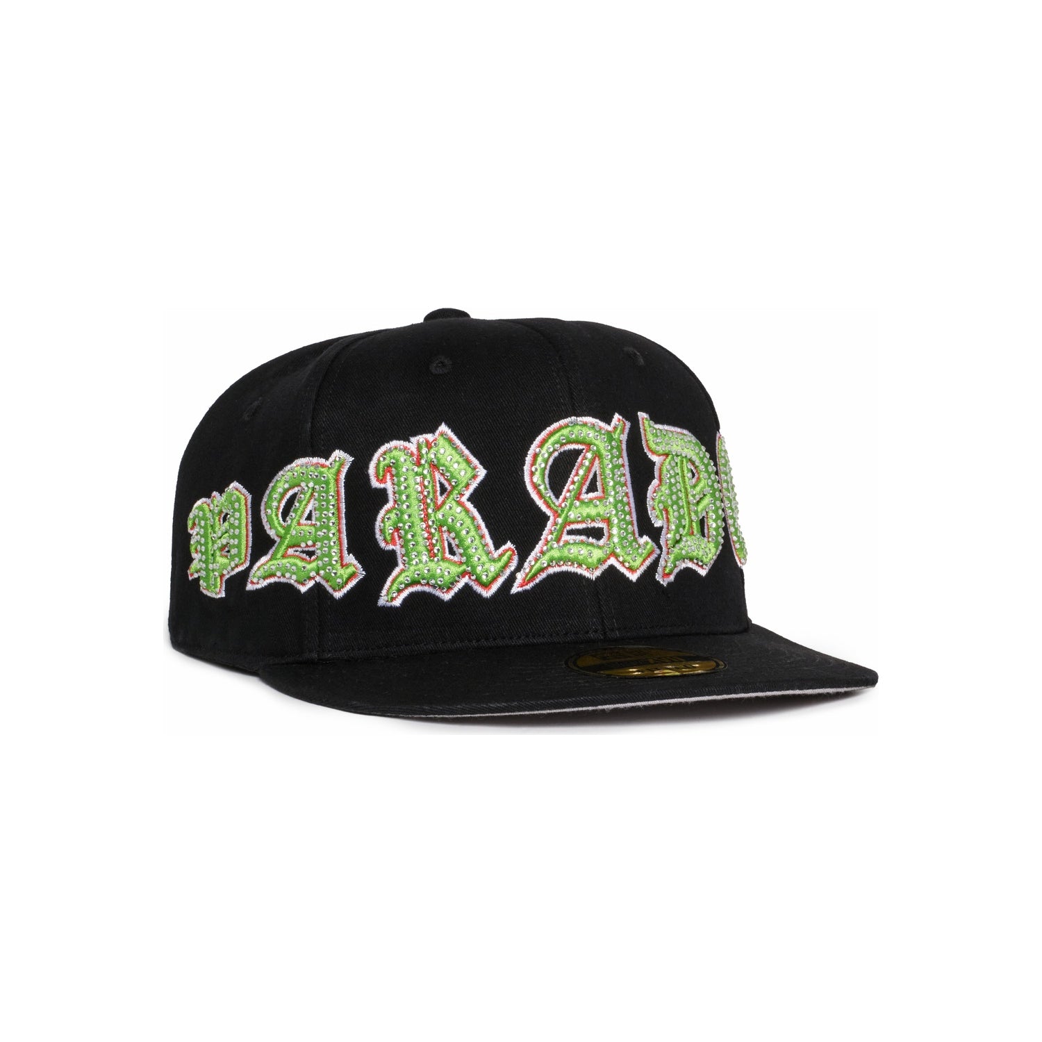 OLD VARSITY RHINESTONE FITTED HAT (BLACK/GREEN)