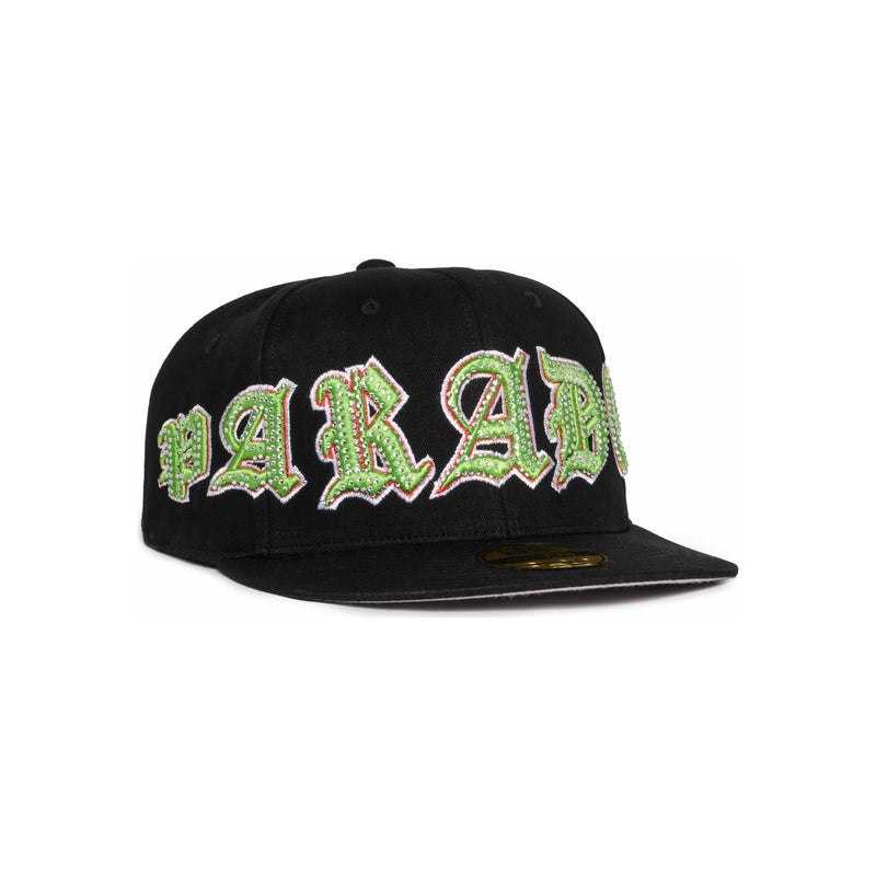 OLD VARSITY RHINESTONE FITTED HAT (BLACK/GREEN)