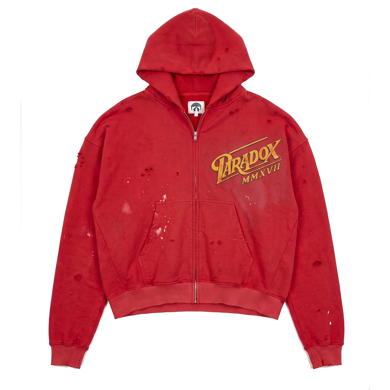 "CLASSIC SCRIPT" ZIP-UP HOODIE (RED)