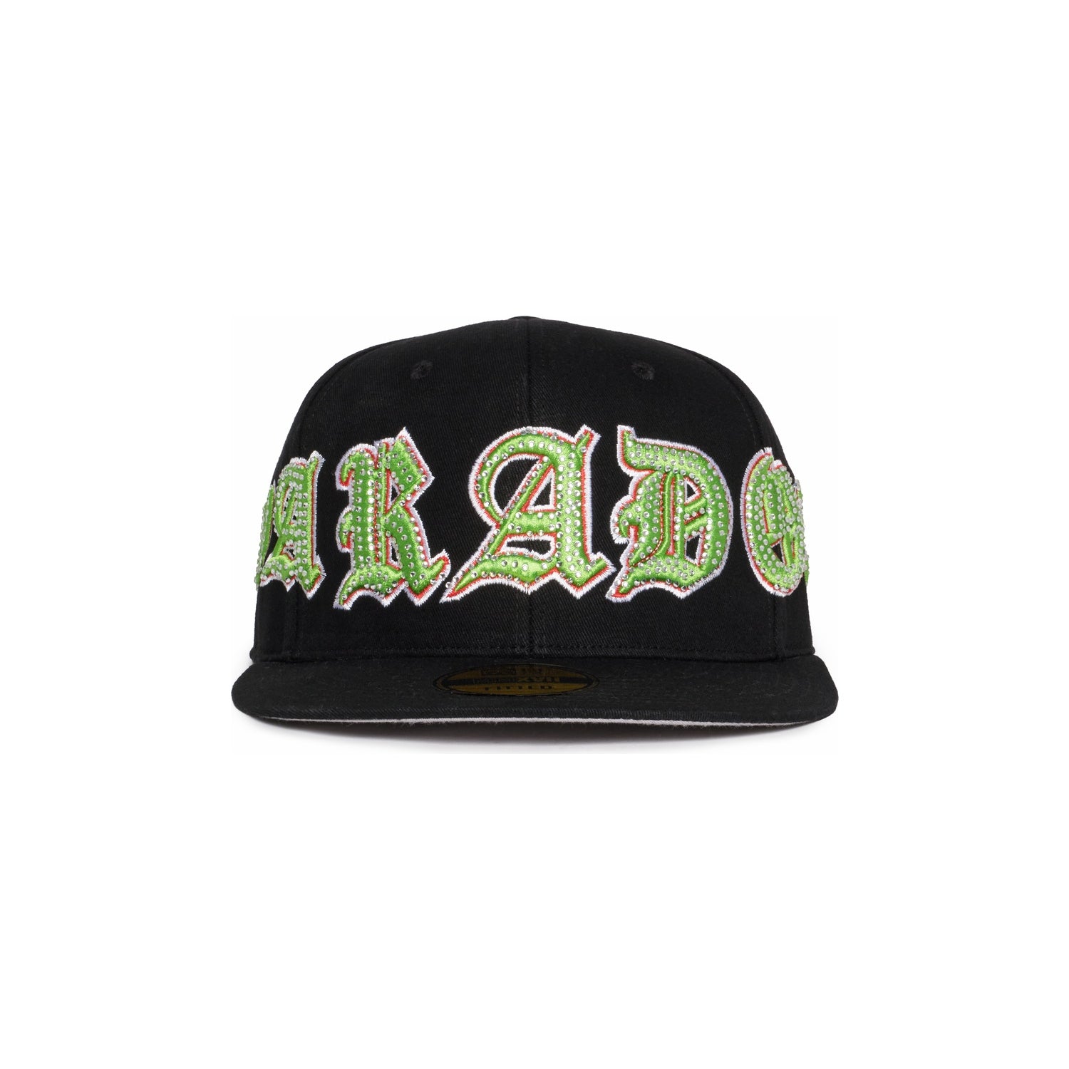 OLD VARSITY RHINESTONE FITTED HAT (BLACK/GREEN)