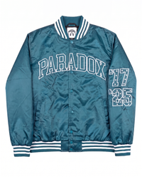 “Eagles” Satin Varsity Bomber Jacket (MIDNIGHT GREEN)