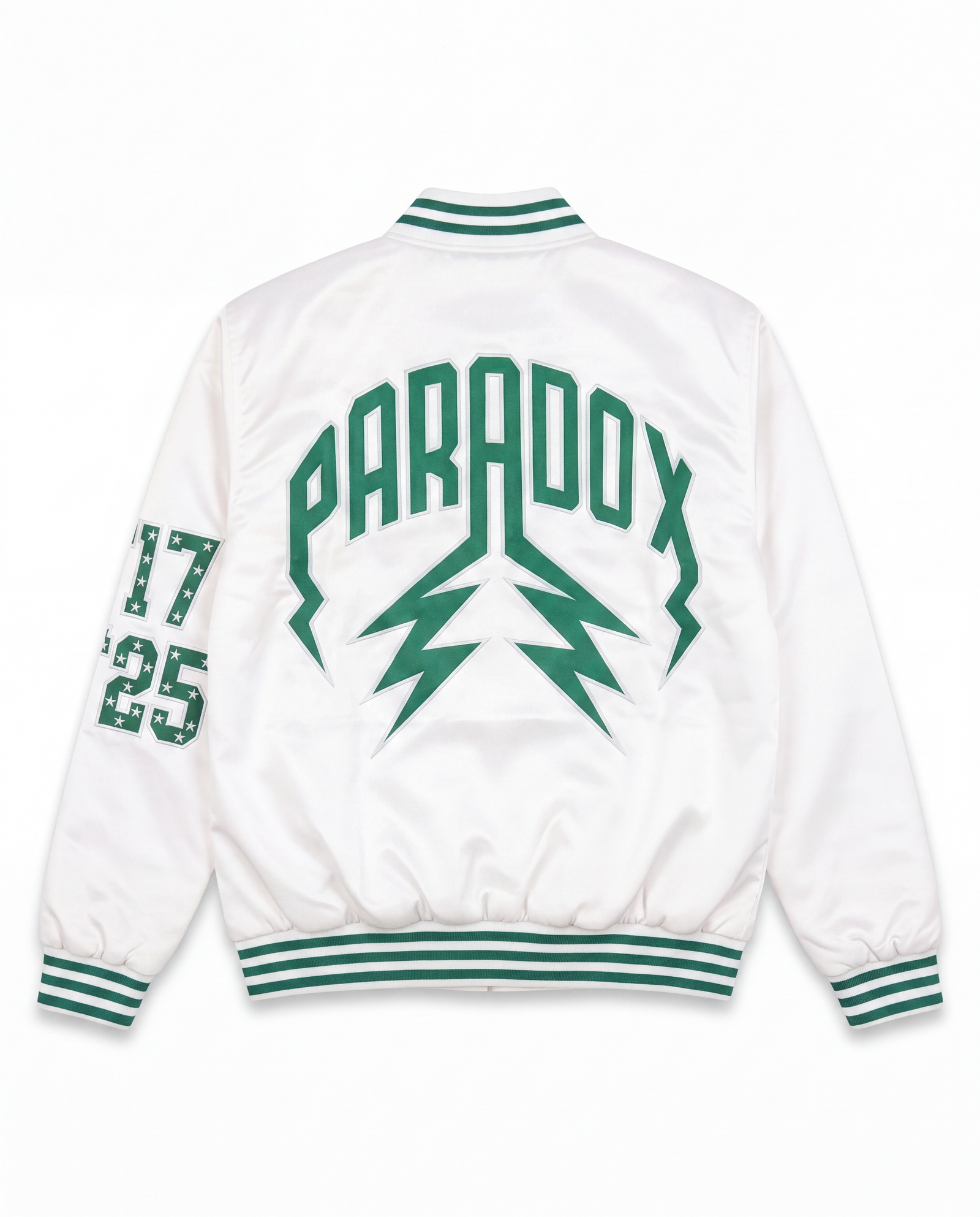 “Eagles” Satin Varsity Bomber Jacket (WHITE)