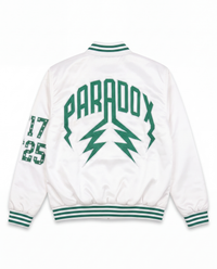 “Eagles” Satin Varsity Bomber Jacket (WHITE)