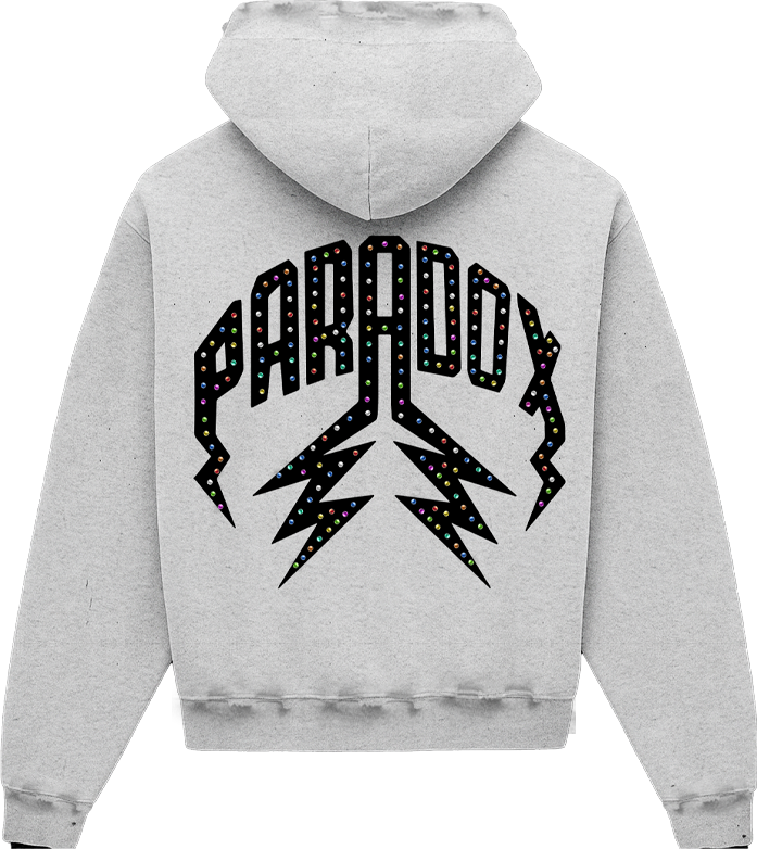 "Multi-colored Gem" Distressed Pull-Over Hoodie