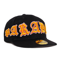 "OLD VARSITY" FITTED HAT (BLACK/ORANGE)