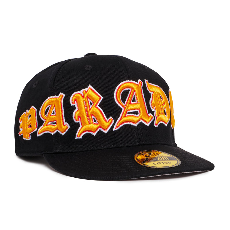 "OLD VARSITY" FITTED HAT (BLACK/ORANGE)