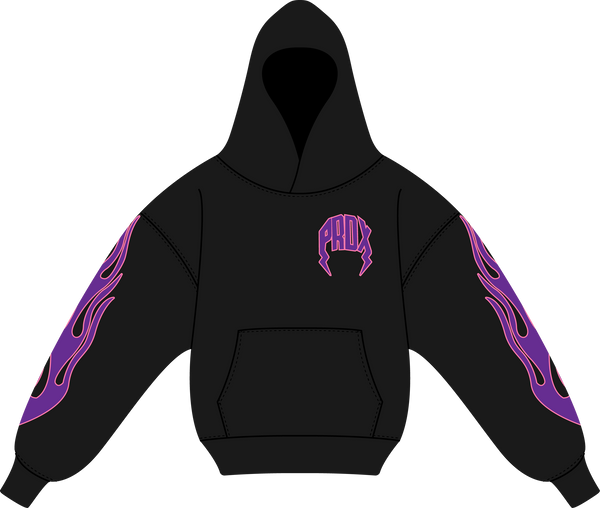"PURPLE REIGN V2" LIGHTNING ARC LOGO HOODIE (BLACK)
