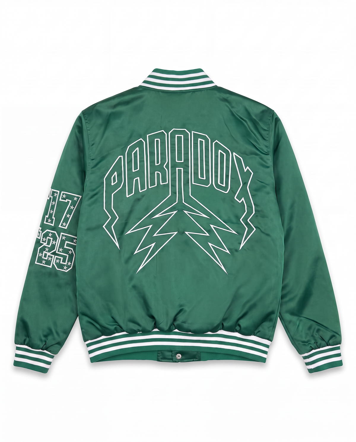 “Eagles” Satin Varsity Bomber Jacket (KELLY GREEN)