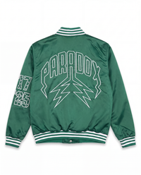 “Eagles” Satin Varsity Bomber Jacket (KELLY GREEN)