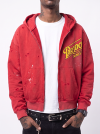 "CLASSIC SCRIPT" ZIP-UP HOODIE (RED)