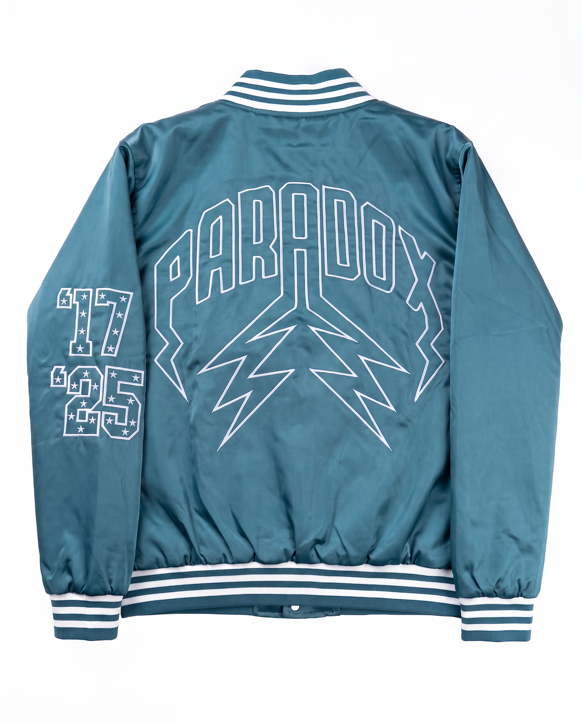 “Eagles” Satin Varsity Bomber Jacket (MIDNIGHT GREEN)