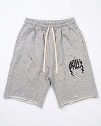 "Multi-colored Gem" Distressed Sweatshorts