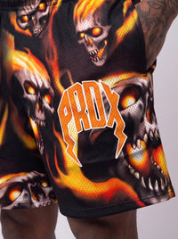 "INFERNO SKULLS" Mesh Shorts