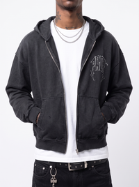 "CONNECT DOTS" ZIP-UP HOODIE (BLACK)