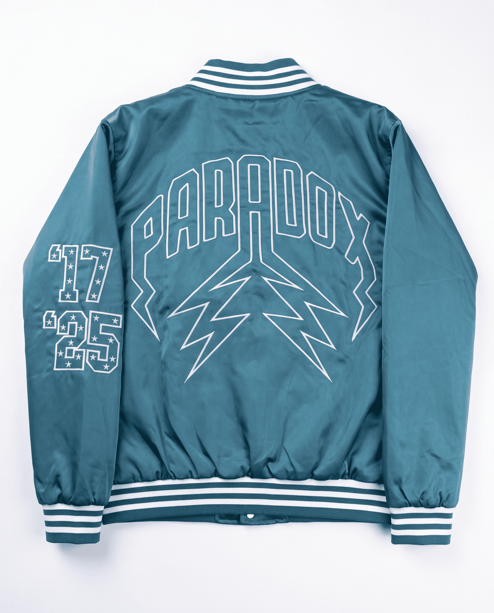“Eagles” Satin Varsity Bomber Jacket (MIDNIGHT GREEN)