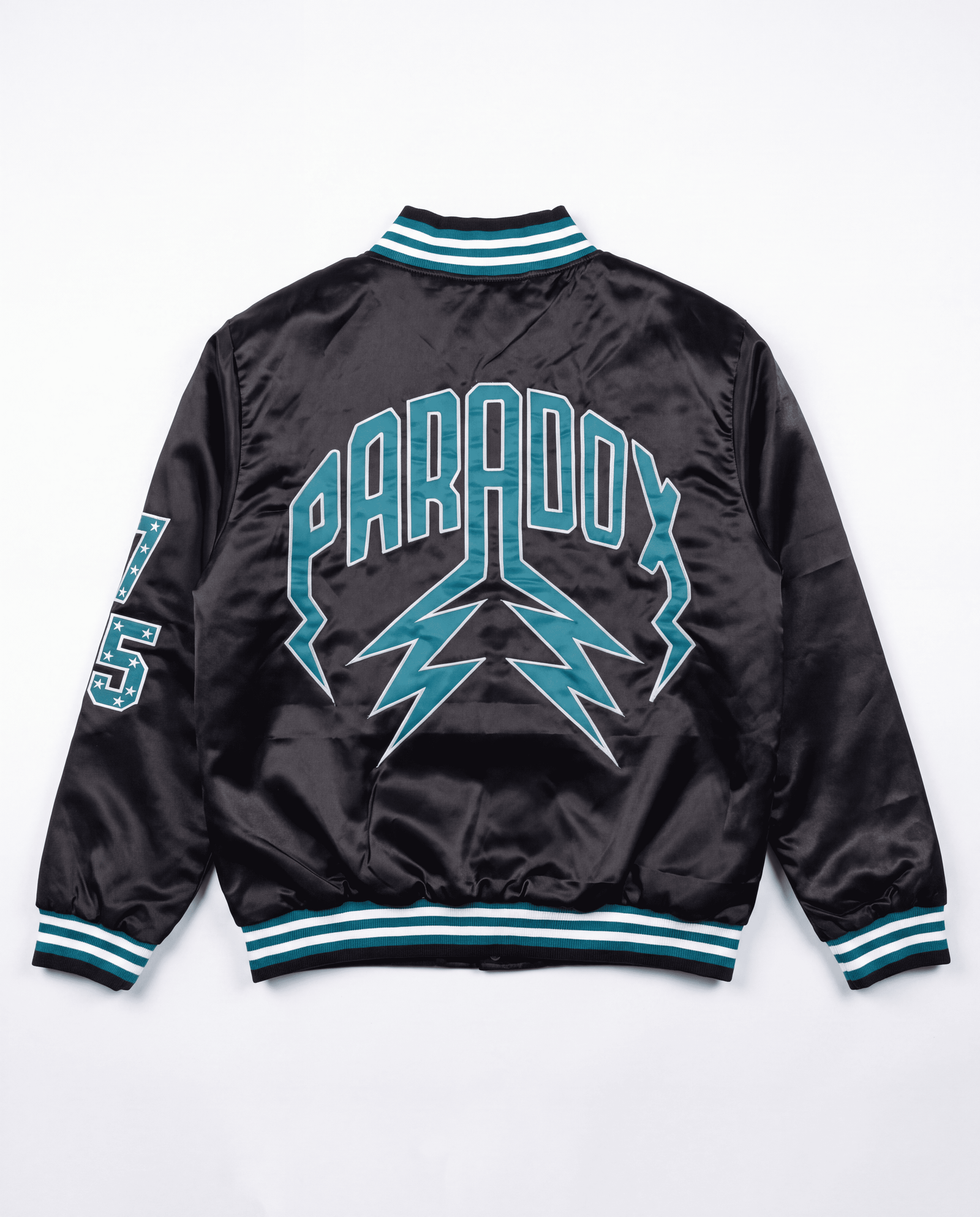 “Eagles” Satin Varsity Bomber Jacket (BLACK)