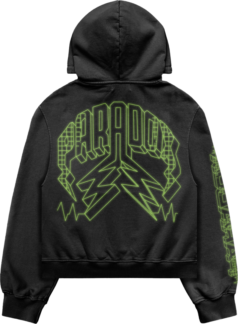 "PULSE" - PULL-OVER HOODIE (BLACK/GREEN)