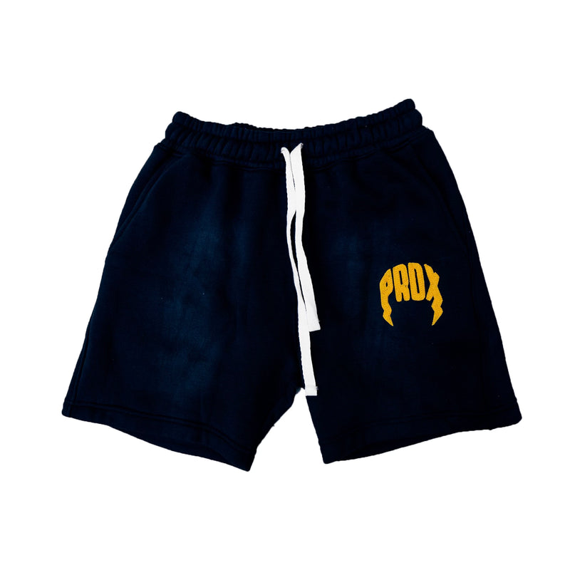 "PRDX" Lightning Arc Logo Sweatshorts (BLACK/YELLOW)