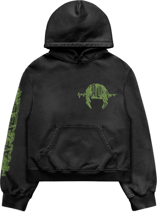 "PULSE" - PULL-OVER HOODIE (BLACK/GREEN)