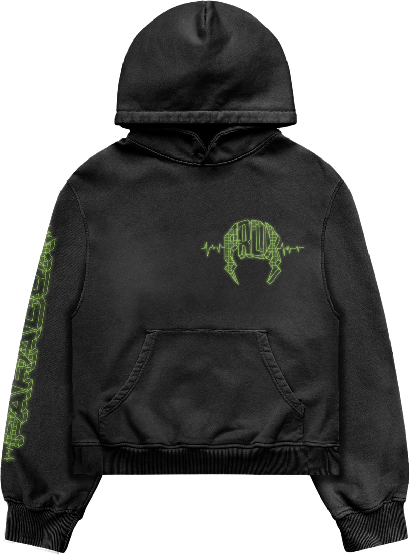 "PULSE" - PULL-OVER HOODIE (BLACK/GREEN)