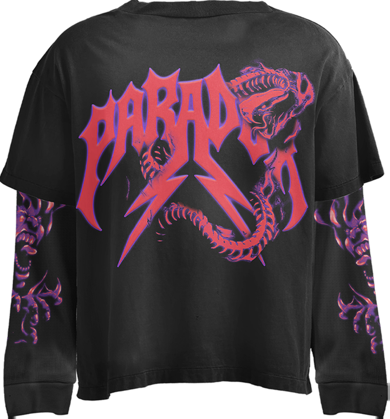 "PSYCHO SERPENT" DOUBLE LAYERED THERMAL TEE