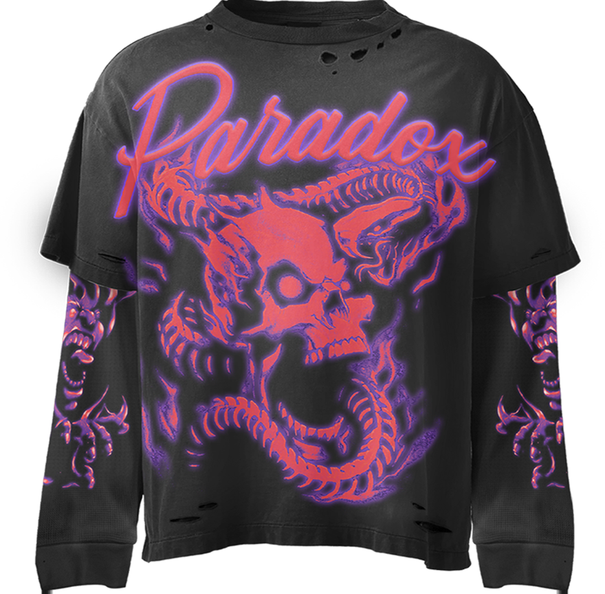 "PSYCHO SERPENT" DOUBLE LAYERED THERMAL TEE