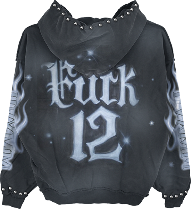 "FXCK 12" AIRBRUSHED ZIP-UP HOODIE