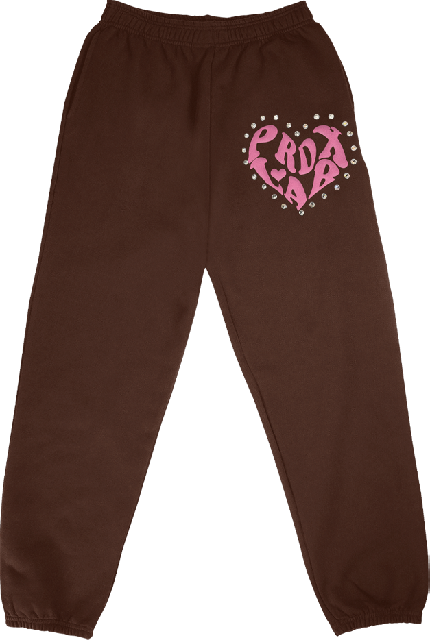 “PRDXLAB HEART” - Sweatpants (BROWN)