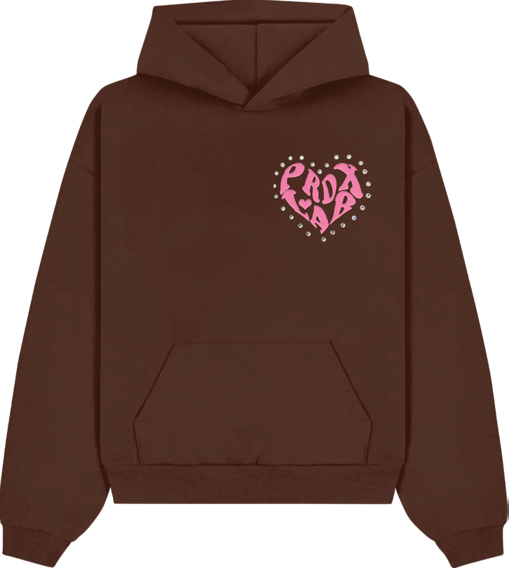 “PRDXLAB HEART” - Pull-Over Hoodie (BROWN)