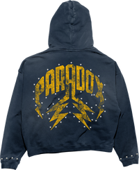 "PARADOX" ARABIC ZIP-UP HOODIE (NAVY/YELLOW)
