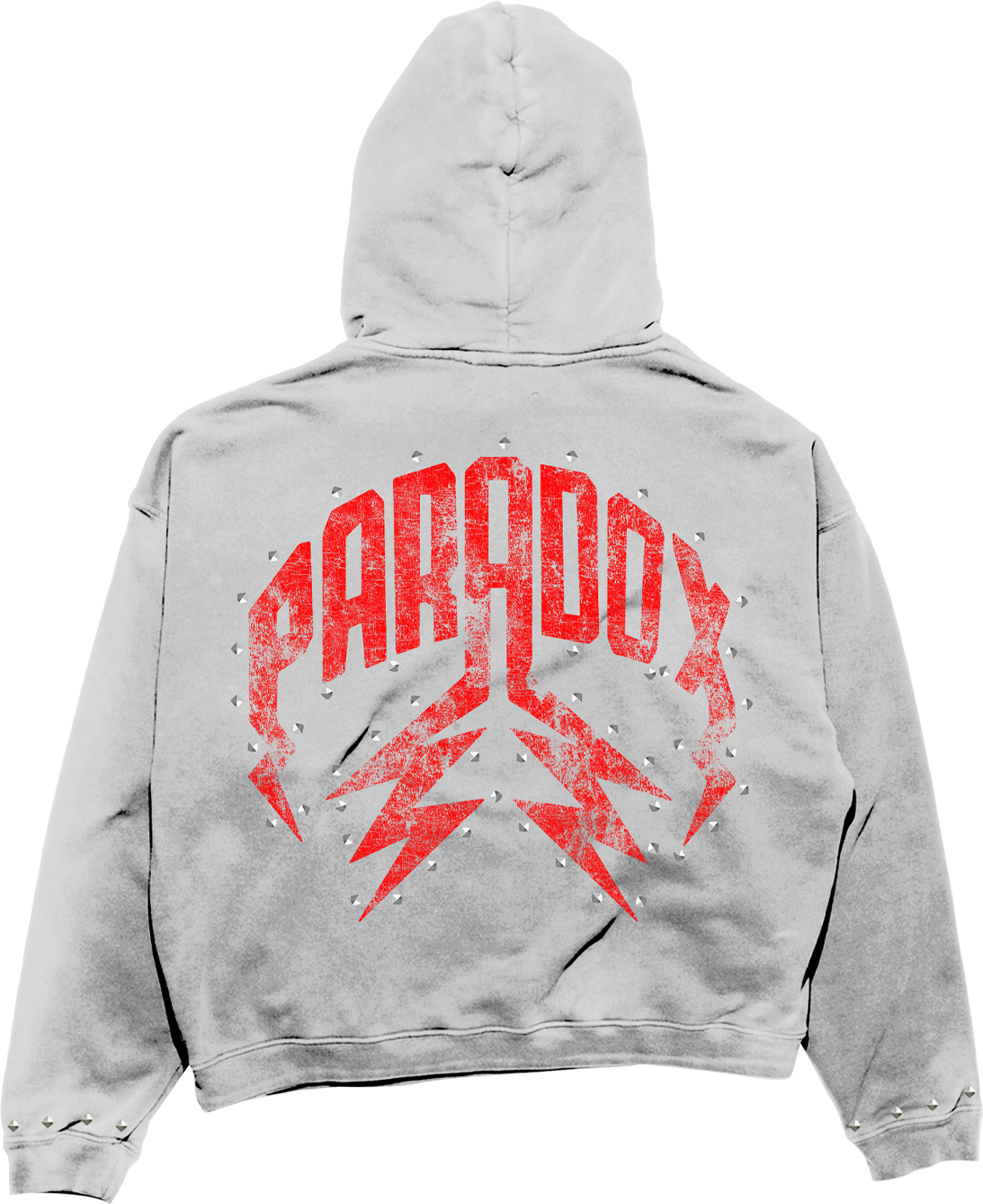 "PARADOX" ARABIC ZIP-UP HOODIE (GREY/RED)