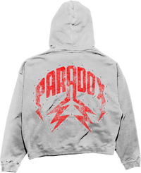 "PARADOX" ARABIC ZIP-UP HOODIE (GREY/RED)