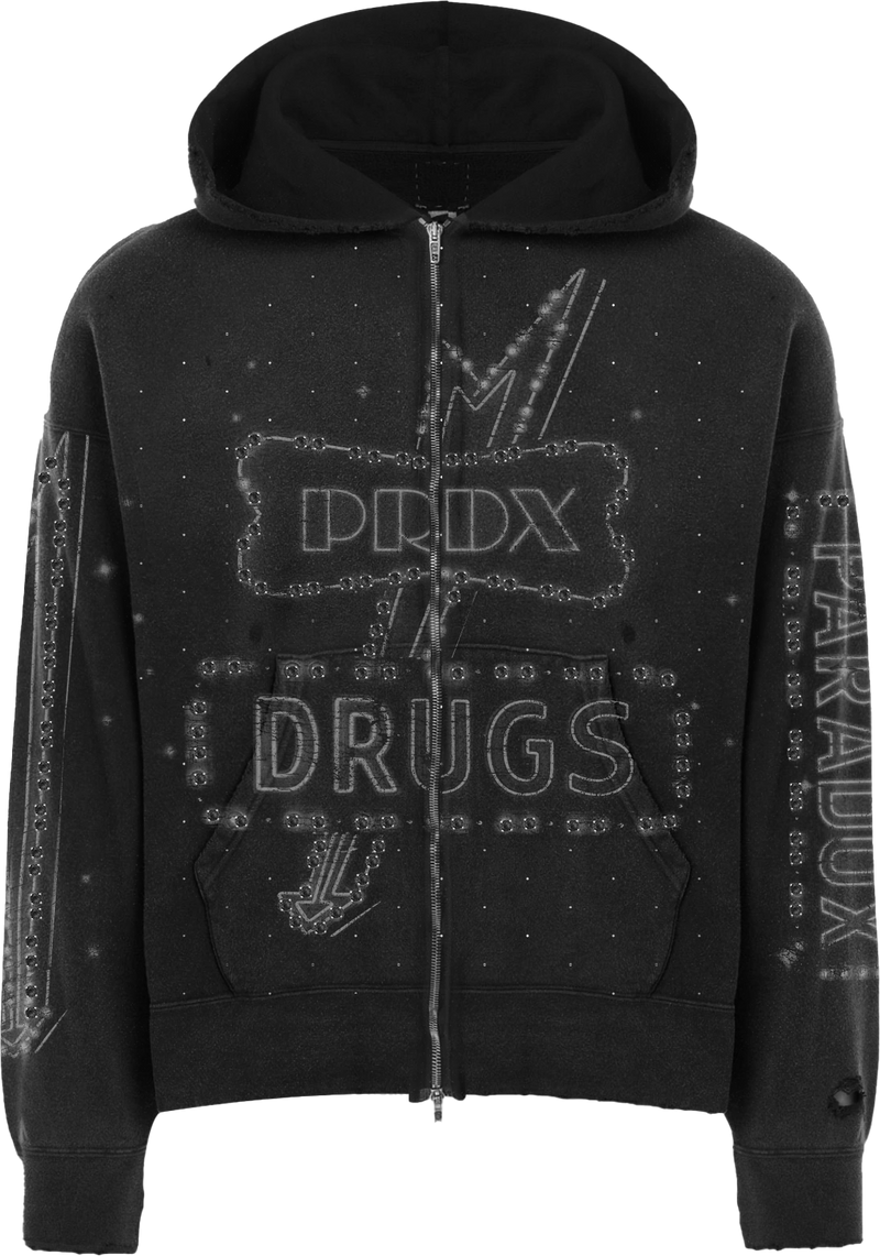 "PRDX DRUGS" - ZIP UP HOODIE (BLACK/BLACK)
