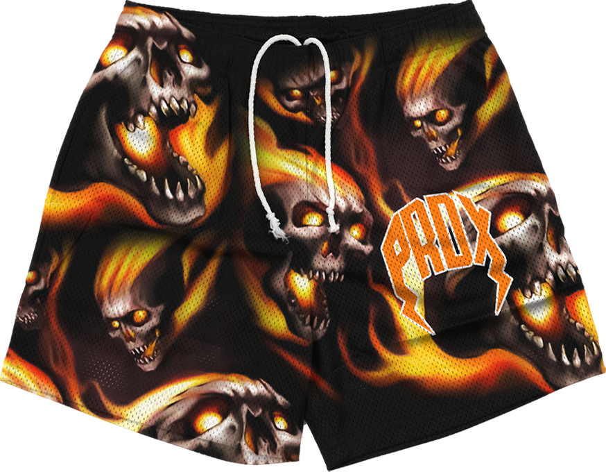 "INFERNO SKULLS" Mesh Shorts