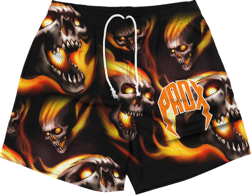"INFERNO SKULLS" Mesh Shorts