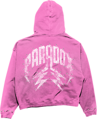 "PARADOX" ARABIC ZIP-UP HOODIE (PINK/WHITE)