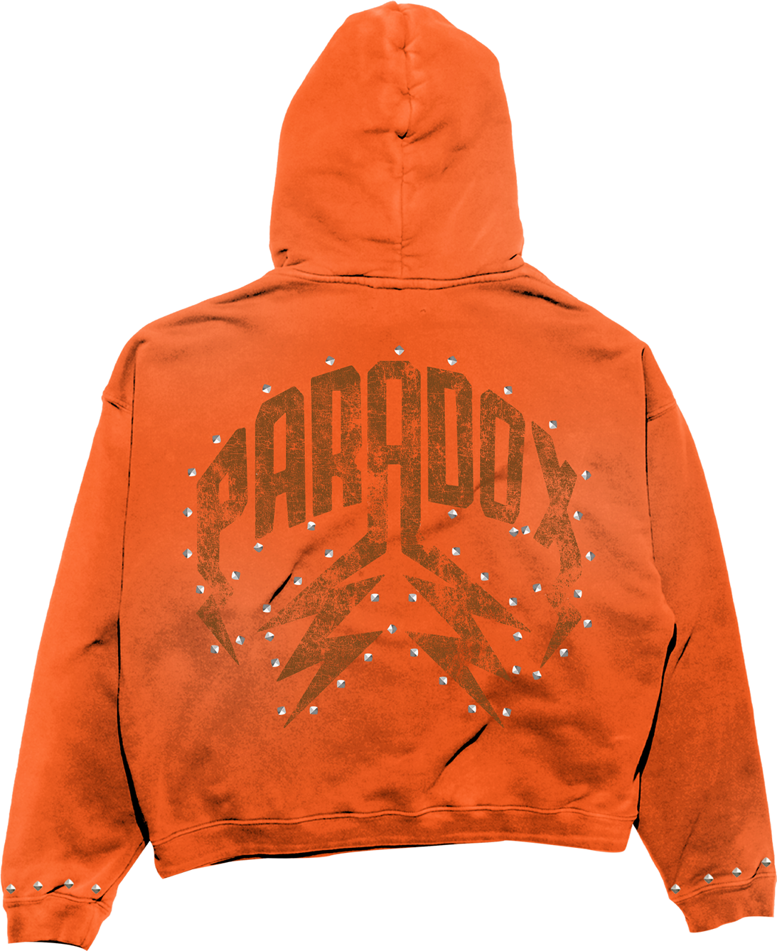 "PARADOX" ARABIC ZIP-UP HOODIE (ORANGE/BLACK)