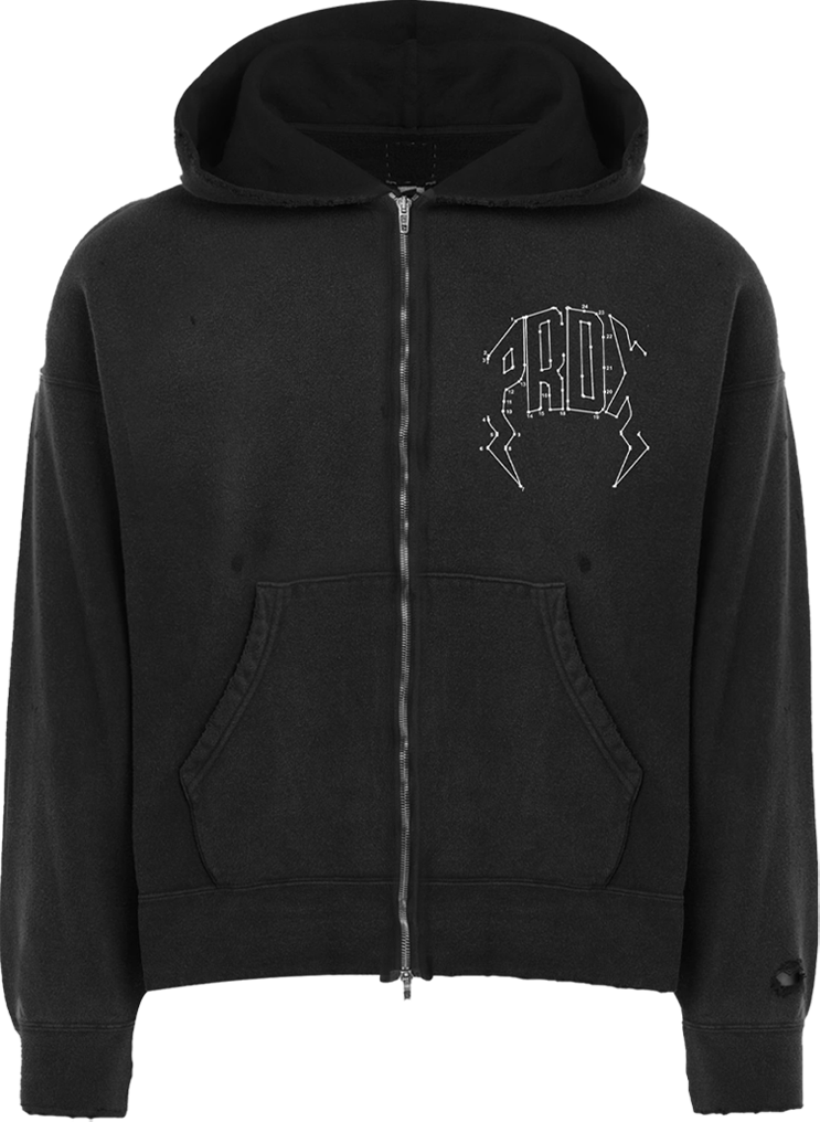 "CONNECT DOTS" ZIP-UP HOODIE (BLACK)