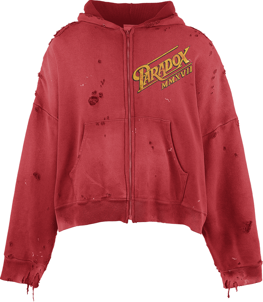 "CLASSIC SCRIPT" ZIP-UP HOODIE (RED)