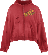 "CLASSIC SCRIPT" ZIP-UP HOODIE (RED)