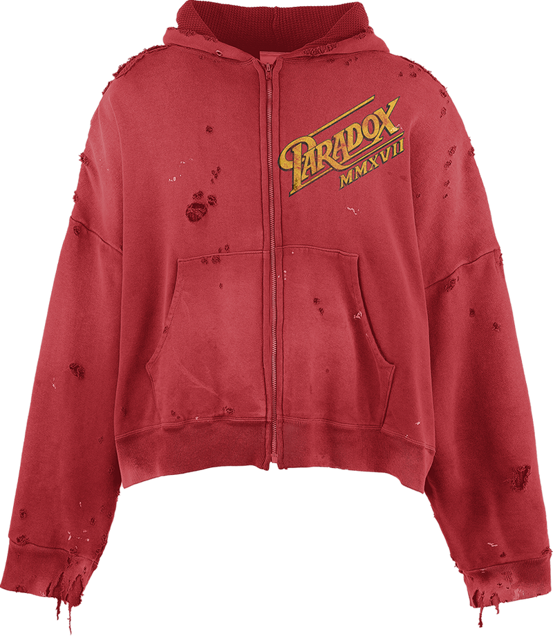 "CLASSIC SCRIPT" ZIP-UP HOODIE (RED)