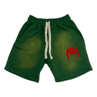 "PRDX" Lightning Arc Logo Sweatshorts (GREEN/RED)