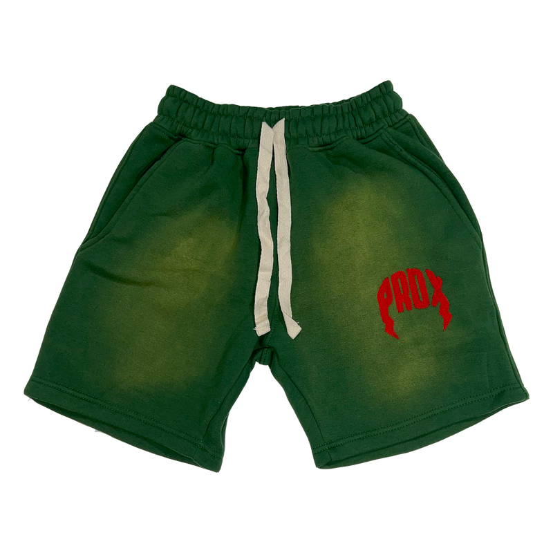 "PRDX" Lightning Arc Logo Sweatshorts (GREEN/RED)