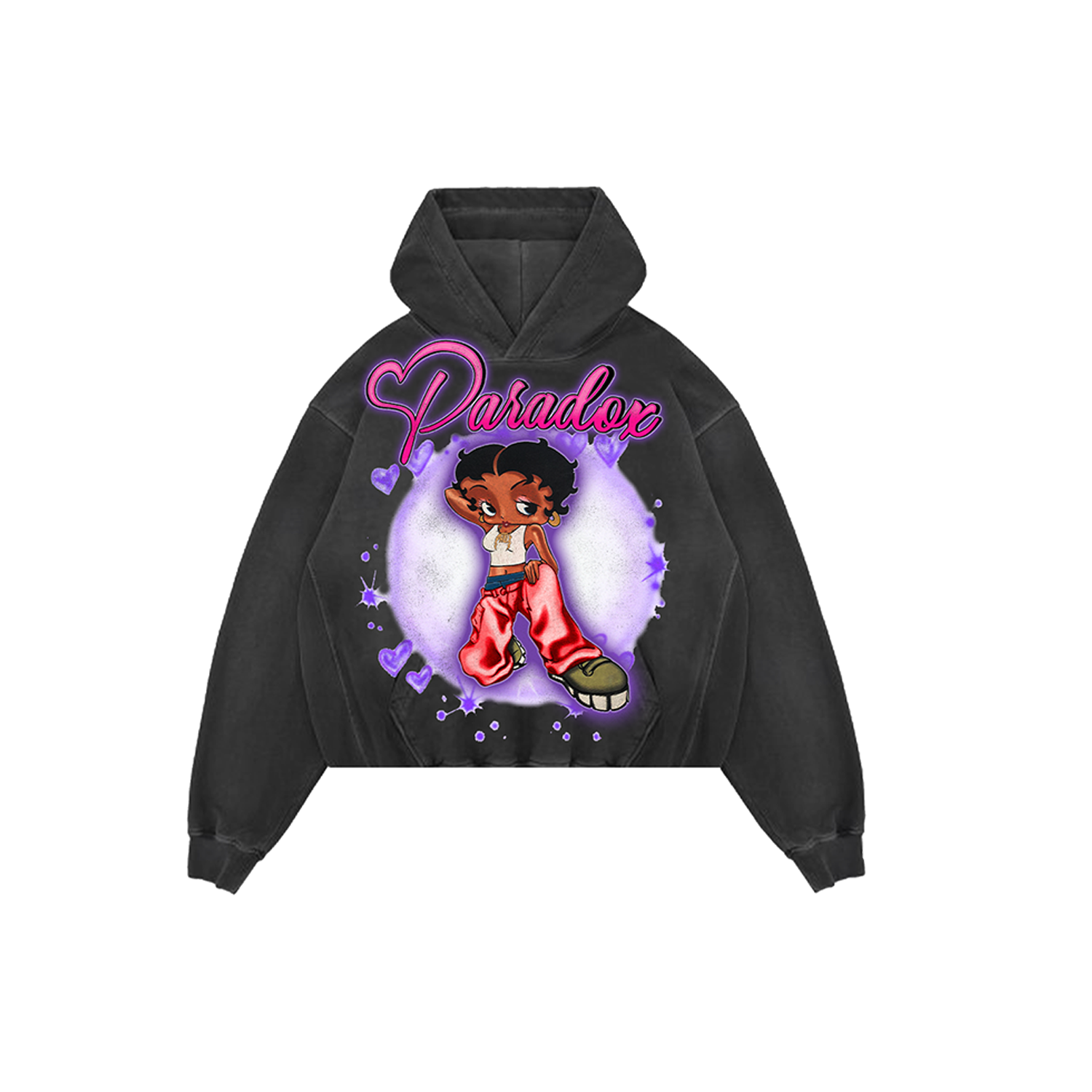 "BETTY BOOP" PULL-OVER HOODIE (BLACK)