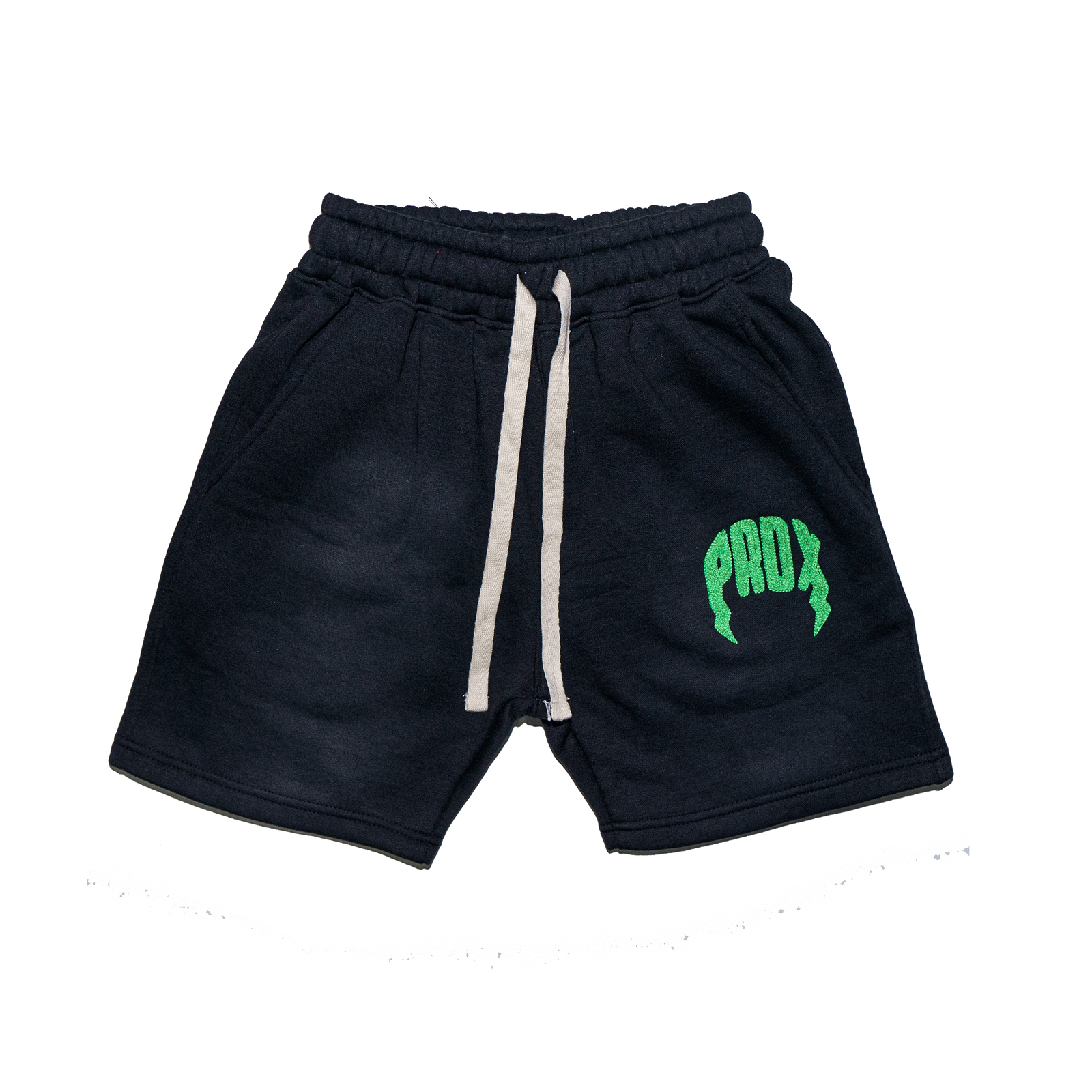 "PRDX" Lightning Arc Logo Sweatshorts (BLACK/GREEN)